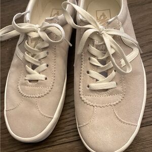 Men’s Suede Leather Lace-Up Vans Sneakers in Light Beige Size 10